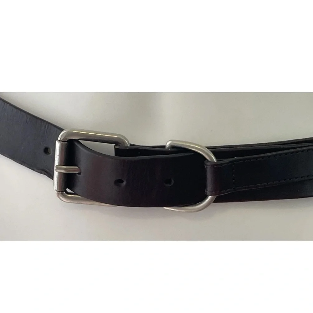 Vintage Italian Leather Double Buckle Belt Chocolate Brown Men’s Sz 38 Edgy Boho